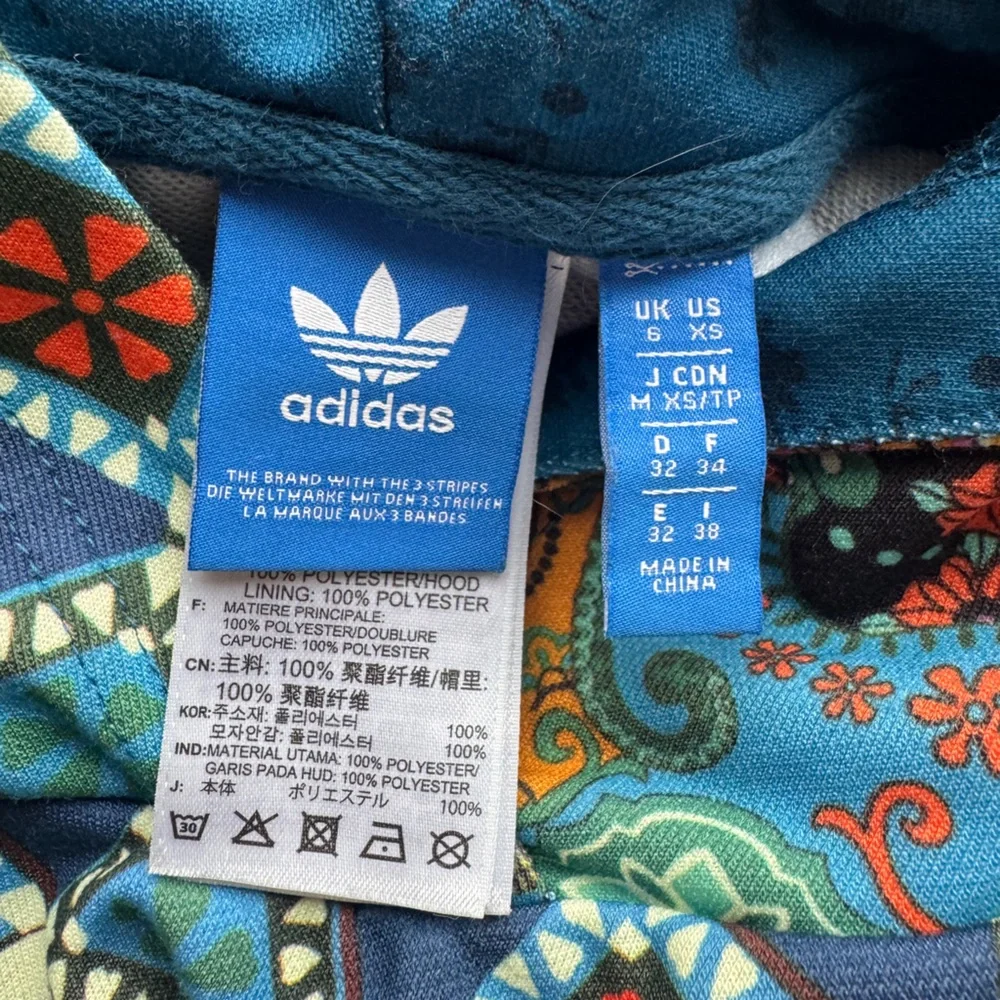 adidas x FARM Rio Borbomix Cropped Hoodie XS Women’s Printed Sweatshirt - Picture 8 of 10
